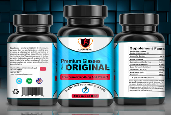 design supplement label, vitamin bottle label, and packaging