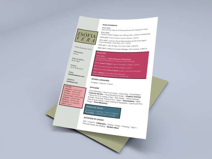 create a dope resume or portfolio to showcase your talent