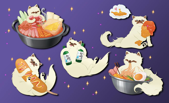 draw cute magic custom stickers, doodles, clip art, illustrations in my style