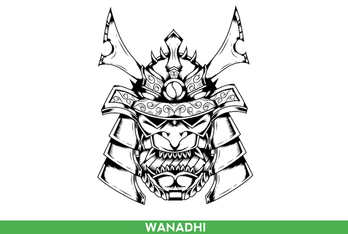 design hand draw samurai logo tattoos ilustration