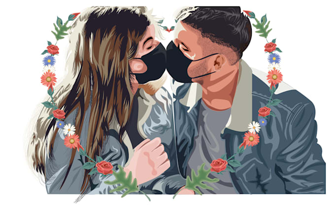 draw couple cartoon portrait