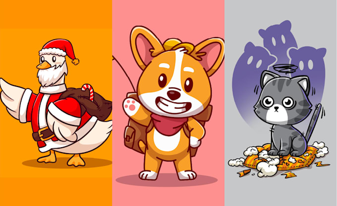 draw cute cartoon character flat design illustration