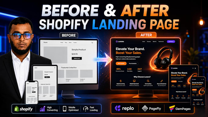 design replo pagefly gempages landing page or convert figma to shopify
