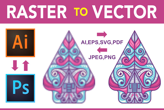 Convert raster logo, image in vector file high resolution ai, png, jpg ...