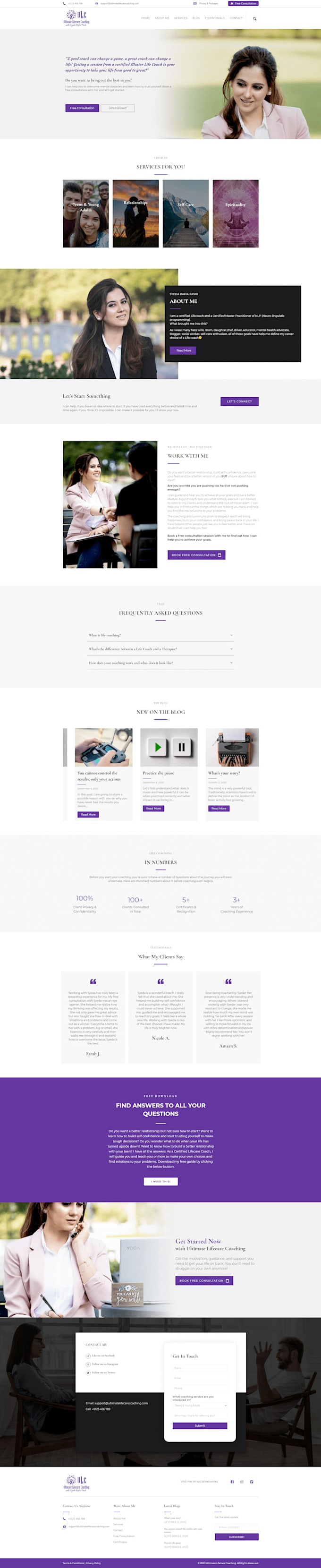 design a life coach, consulting website with booking function