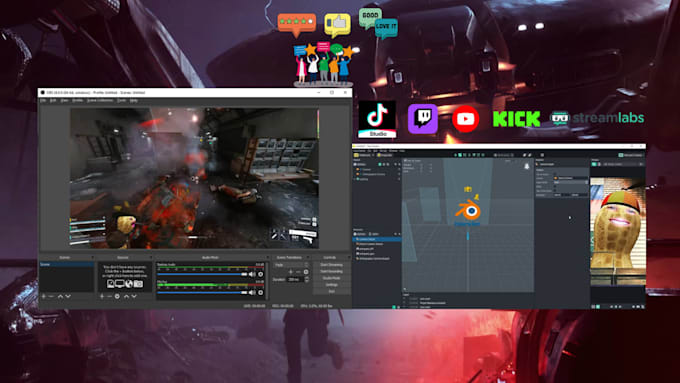 set up obs, streamlabs for twitch, tiktok, kick, youtube etc