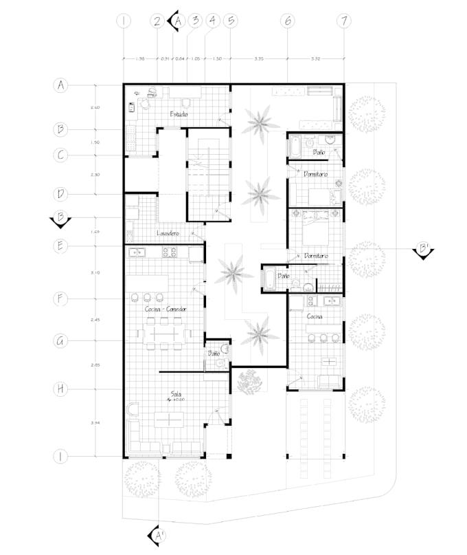 draw architectural floor plan and 2d rendering