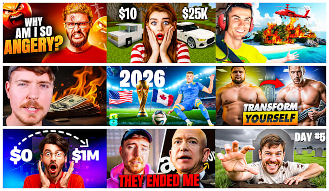 design attractive clickbait youtube thumbnail within 2 hours