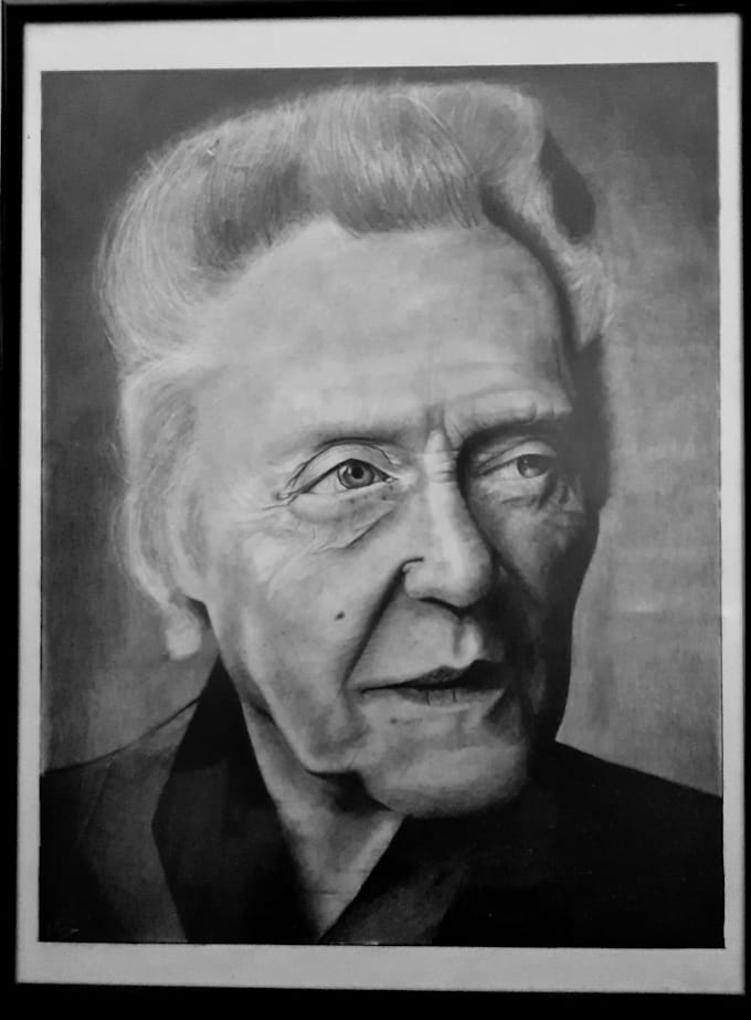 draw a hyper realistic pencil drawing portrait from a photo
