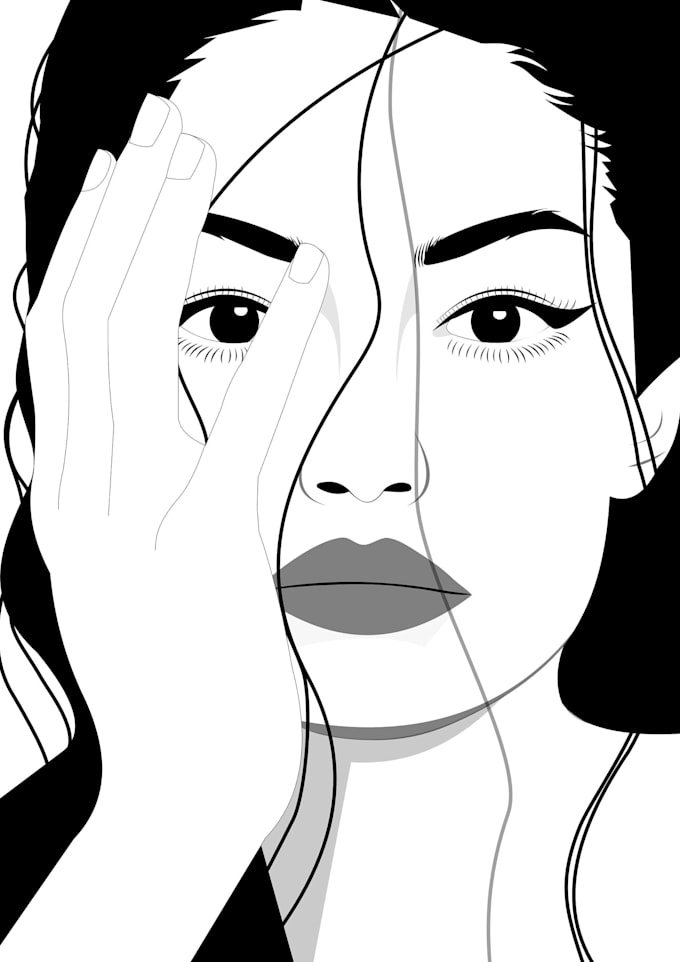 Create a detailed vector art portrait black and white by Jannat_j Fiverr