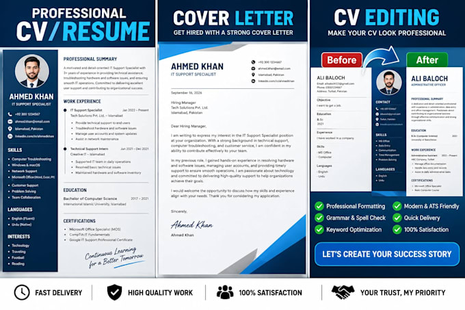 write, edit CV, resume, remove background picture