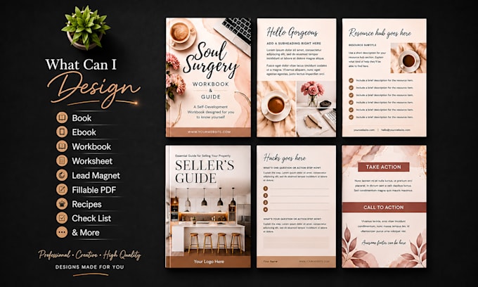 design modern ebook, workbook, lead magnet, book, and canva template