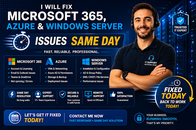 fix microsoft 365, outlook, teams and azure issues