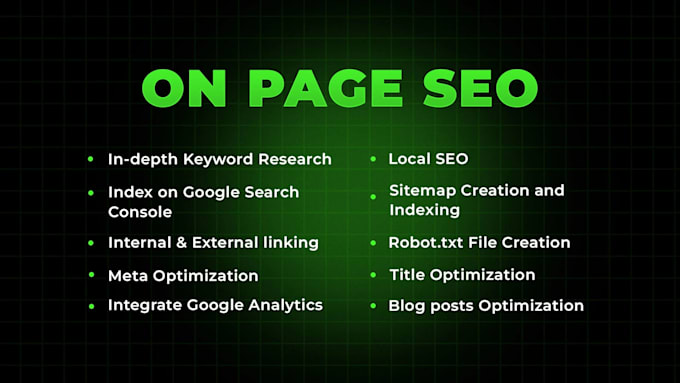 do onpage SEO optimization for wordpress wix shopify squarespace webflow website