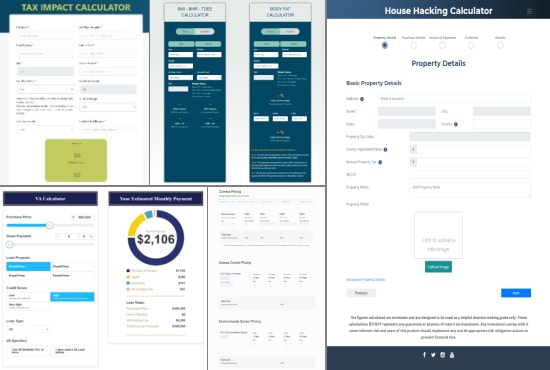 create custom web calculator or convert excel to a web calculator