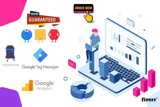 setup facebook pixel, google analytics, tag manager, custom event