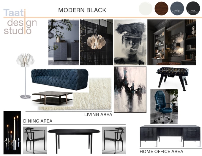 Create interior design with mood board, and shopping list by Taatdesign