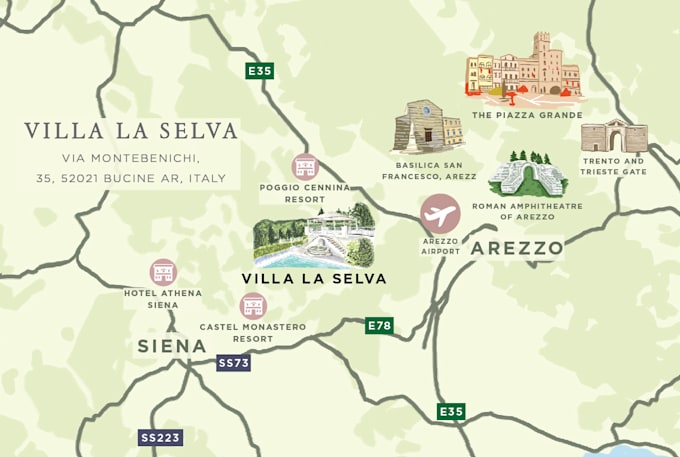 draw beautiful custom illustrated watercolour map of any places