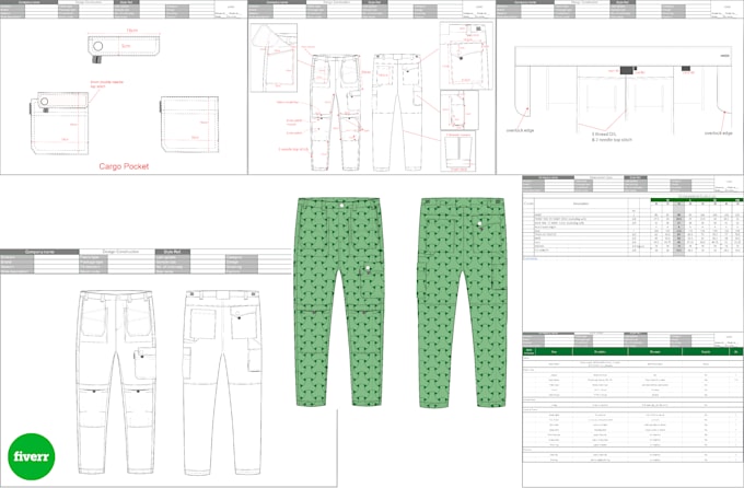 create fashion or apparel flat sketch and tech pack