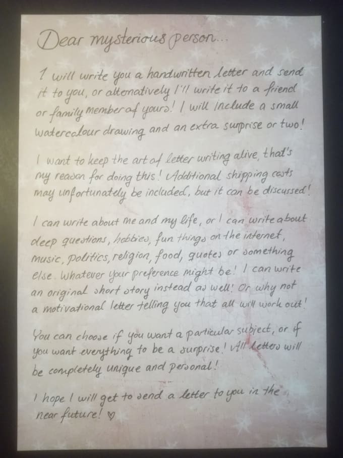 write, draw and send you a surprise letter