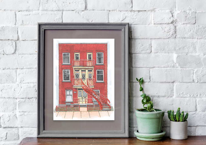 hand draw house portrait and building illustrations