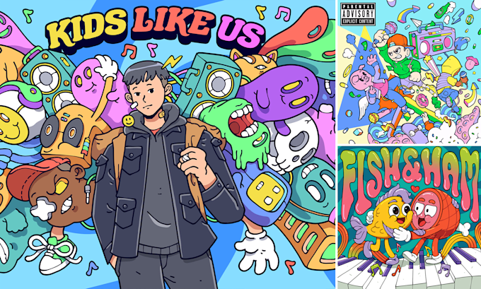 create doodle illustration for music album cover