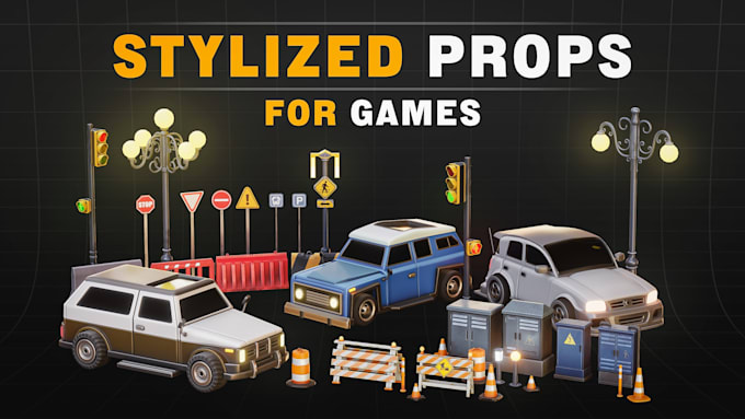 create stylized game assets, cartoon models props and asset packs 3d