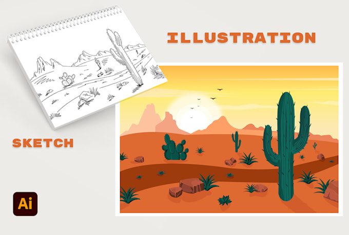 draw a flat vector landscape background illustration