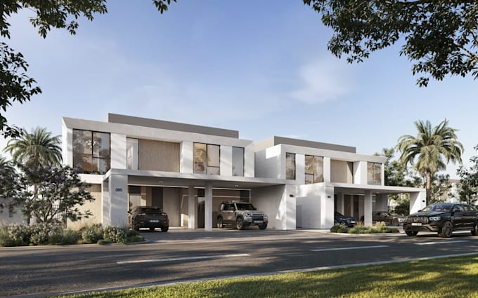 crate an exterior 3d rendering with 3ds max