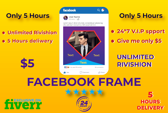 create a perfect facebook frame for you and 3 hours delivery