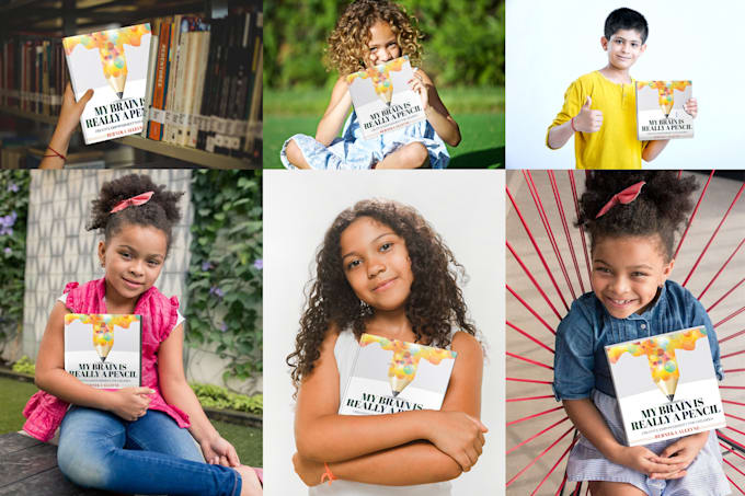 create 10 different children 3d book mockup