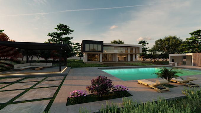 design your villa house, 3d rendering and 2d plans