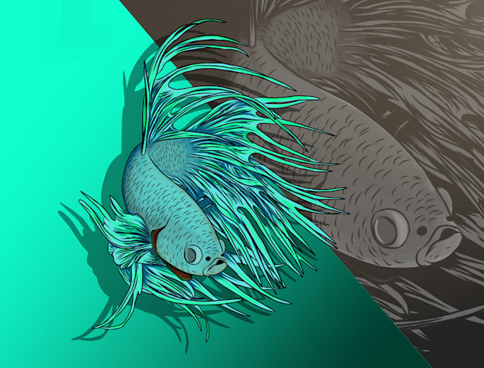 draw vector illustration modern unique fish design
