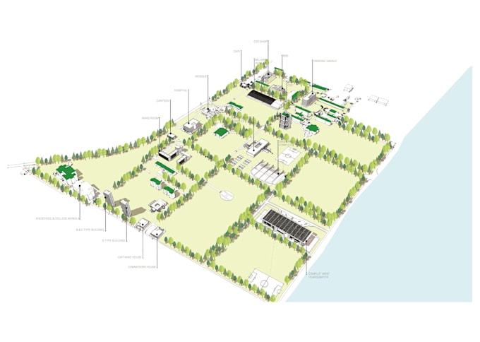 create architectural axonometric illustration