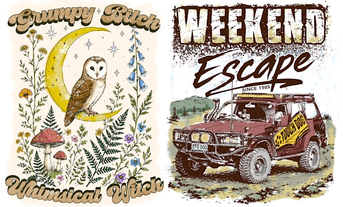 create vintage retro hand drawn t shirt design