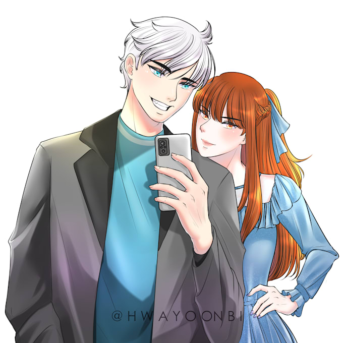 draw halfbody couple for you