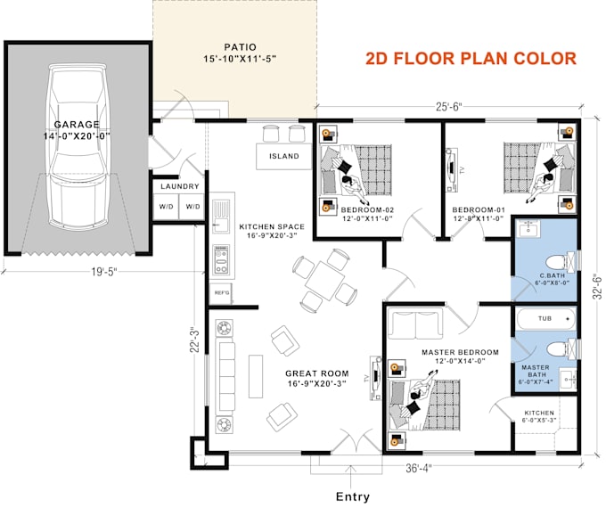 architectural floor plan and city permit drawing in autocad