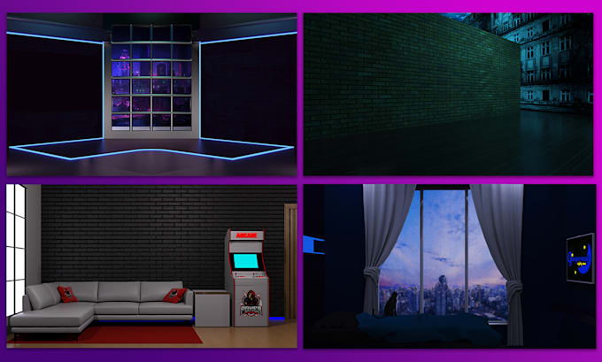 design 3d room background for stream