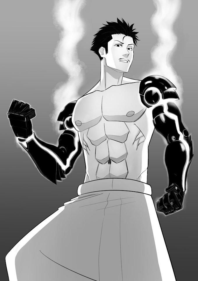 Draw black and white manga illustration by Gavinalkautsar | Fiverr