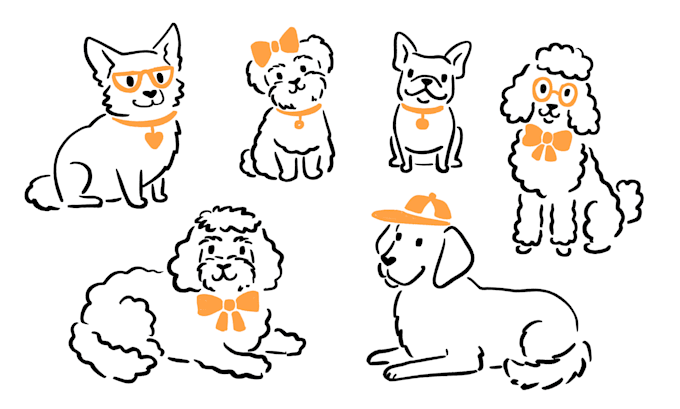 draw line art vector icons illustration doodles