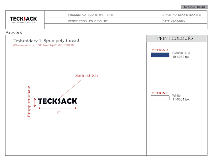 create a men polo tshirt tech pack in one day