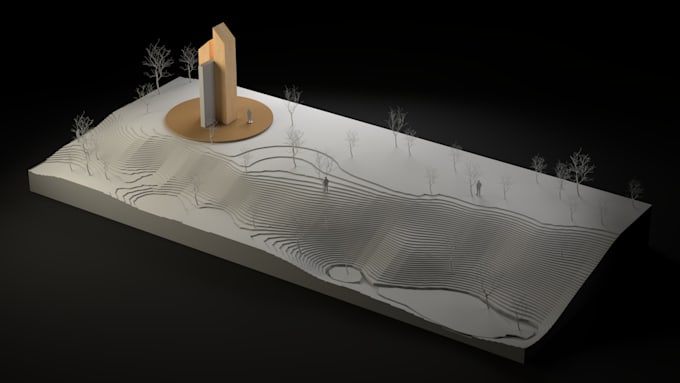 do wood architectural conceptual model rendering