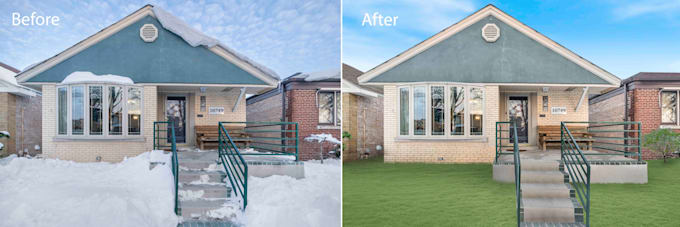 remove,declutter snow in real estate photos
