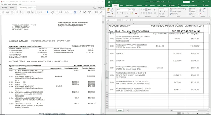 do PDF to excel and word conversion
