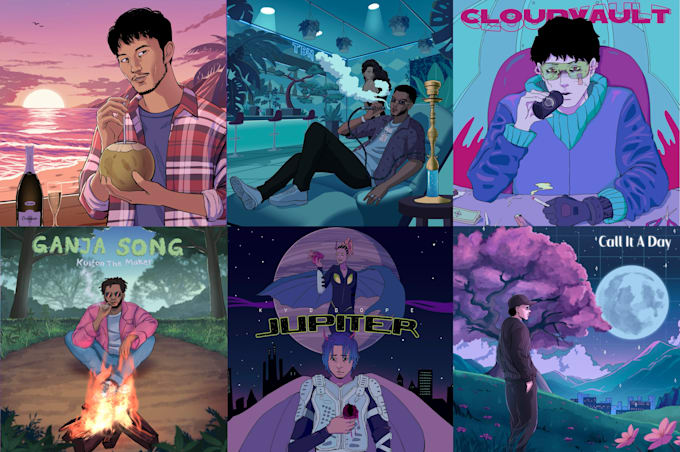 draw unique anime or cartoon album cover art