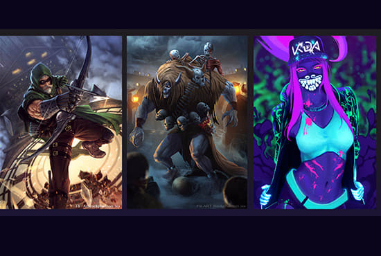 draw character in digital art, card games illustration