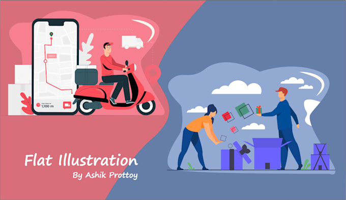 make any flat illustration and vector illustration