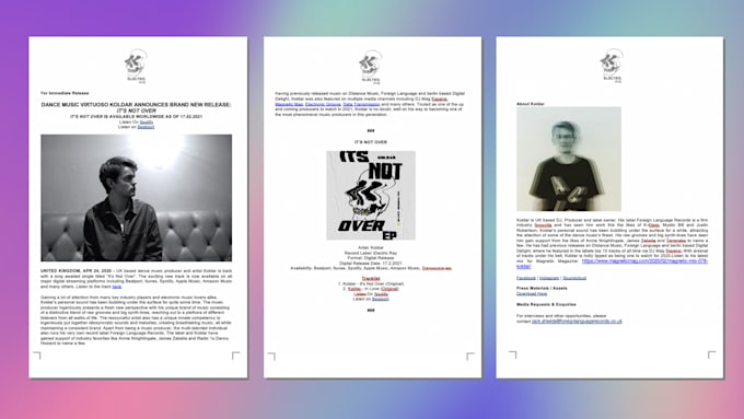 write a professional press release for artists, brands business that media loves