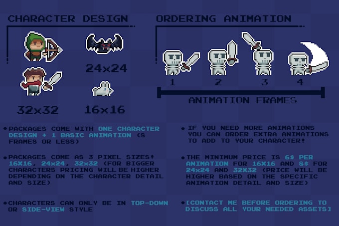 create cool pixel art characters for you and animate them