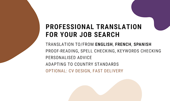 translate your CV to english, french or spanish